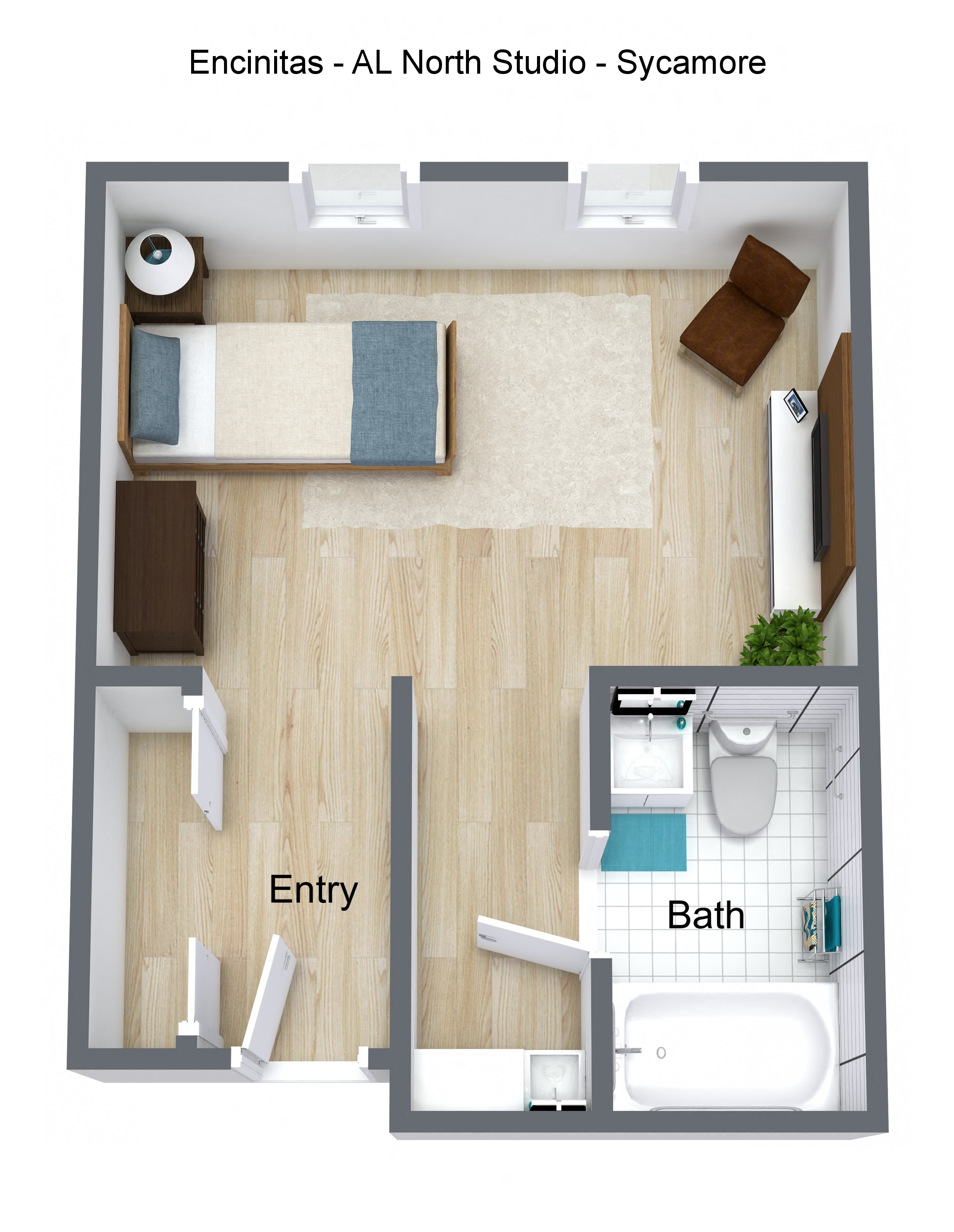 Studio S1 Floor Plan at Azure Point at Encinitas, Encinitas California
